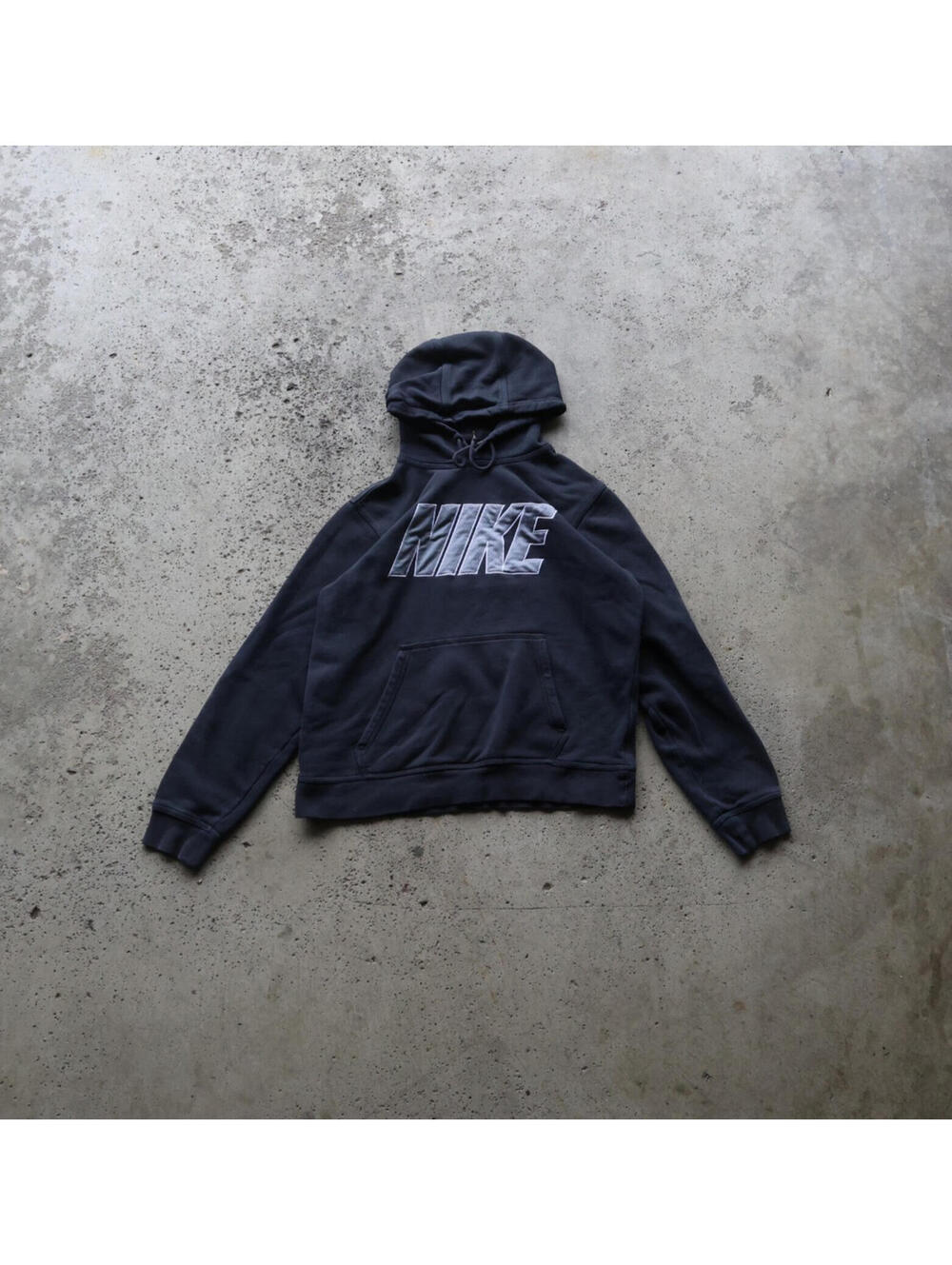 Nike Hoodie Mens Medium Dark Navy Big Spellout Pullover Streetwear Y2K